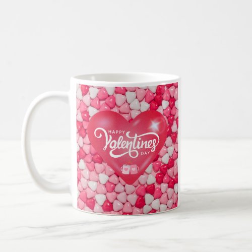Happy Valentines Day red Hearts Coffee Mug