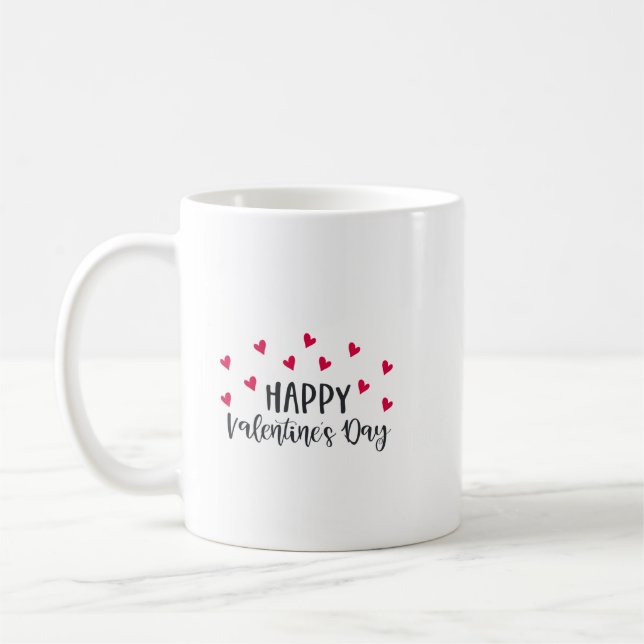 Happy Valentine's Day Red Hearts Coffee Mug (Left)