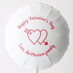Happy Valentine's Day red hearts custom script Balloon