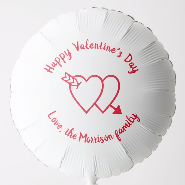 Happy Valentine's Day red hearts custom script Balloon (Front)