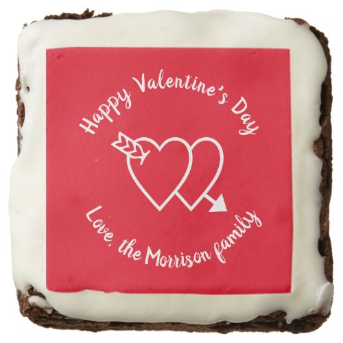 Happy Valentines Day red hearts custom script Brownie