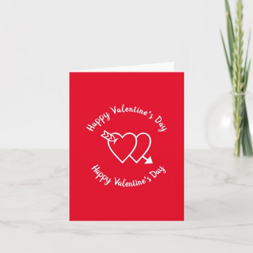 Happy Valentines Day red hearts custom script Card