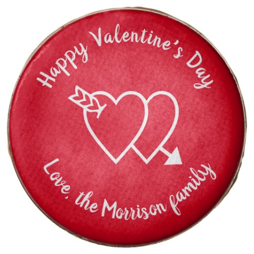 Happy Valentines Day red hearts custom script Chocolate Covered Oreo