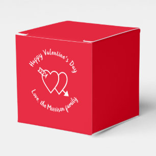 Happy Valentine's Day red hearts custom script Favor Boxes