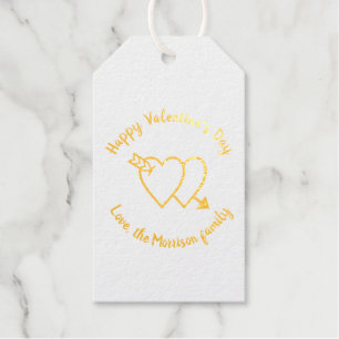Happy Valentine's Day red hearts custom script Foil Gift Tags