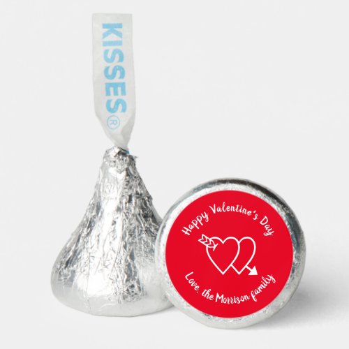 Happy Valentines Day red hearts custom script Hersheys Kisses