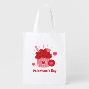 Happy Valentine's Day -Red Hearts Cute Images      Grocery Bag
