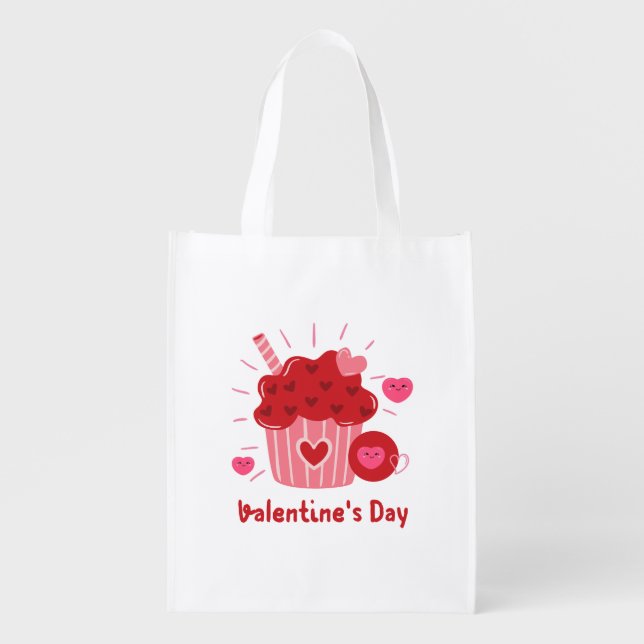 Happy Valentine's Day -Red Hearts Cute Images      Grocery Bag (Front)