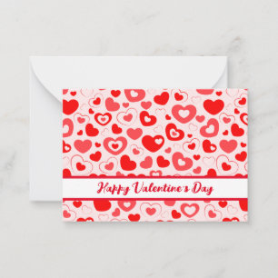 Happy Valentine's Day Red Hearts Flat Note Card