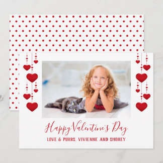 Happy Valentine's Day Red Hearts Flat Photo Card