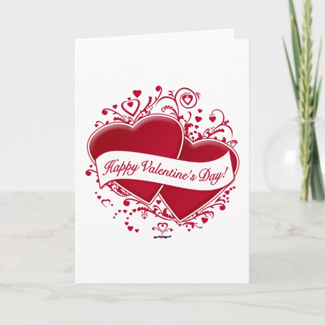 Happy Valentine's Day! Red Hearts Holiday Card (Front)