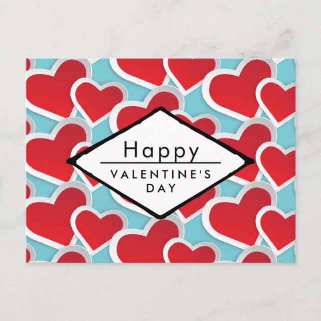 Happy Valentine's Day Red Hearts Holiday Postcard (Front)