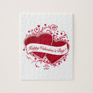 Happy Valentine's Day! Red Hearts Jigsaw Puzzle