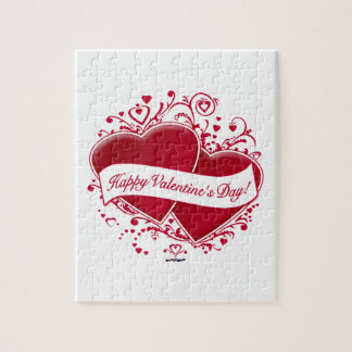 Happy Valentine's Day! Red Hearts Jigsaw Puzzle