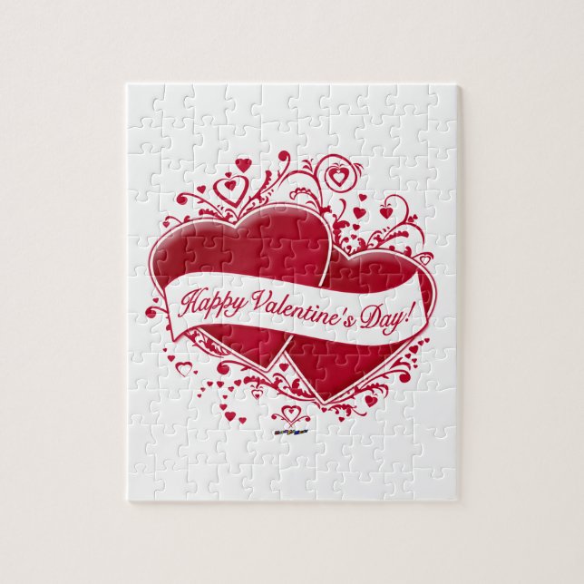 Happy Valentine's Day! Red Hearts Jigsaw Puzzle (Vertical)