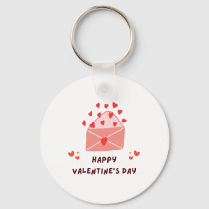 Happy Valentine's Day -Red Hearts Love Images Keychain