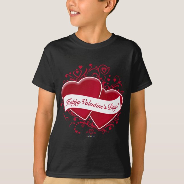 Happy Valentine's Day! Red Hearts T-Shirt (Front)