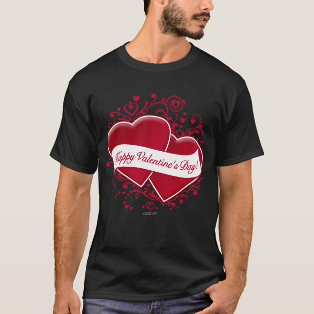 Happy Valentine's Day! Red Hearts T-Shirt (Front)