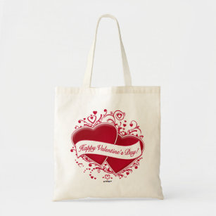 Happy Valentine's Day! Red Hearts Tote Bag