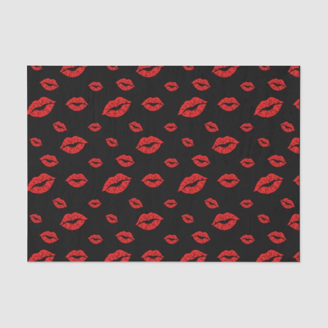 Happy Valentine's Day Red Lipstick Blot Kiss Tissue Paper (Front)