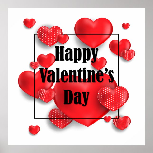Happy Valentine's Day Red Love Hearts | Holidays Poster (Front)