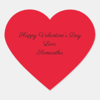 Happy Valentine's Day Red Personalize  Heart Sticker