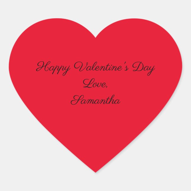 Happy Valentine's Day Red Personalize  Heart Sticker (Front)