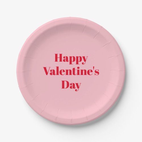 Happy Valentines day red pink cute Paper Plates