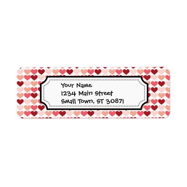 Happy Valentine's Day Red Pink Hearts Pattern Label (Front)