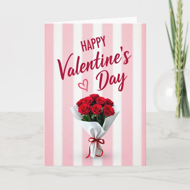 Happy Valentines Day Red Rose Card (Front)