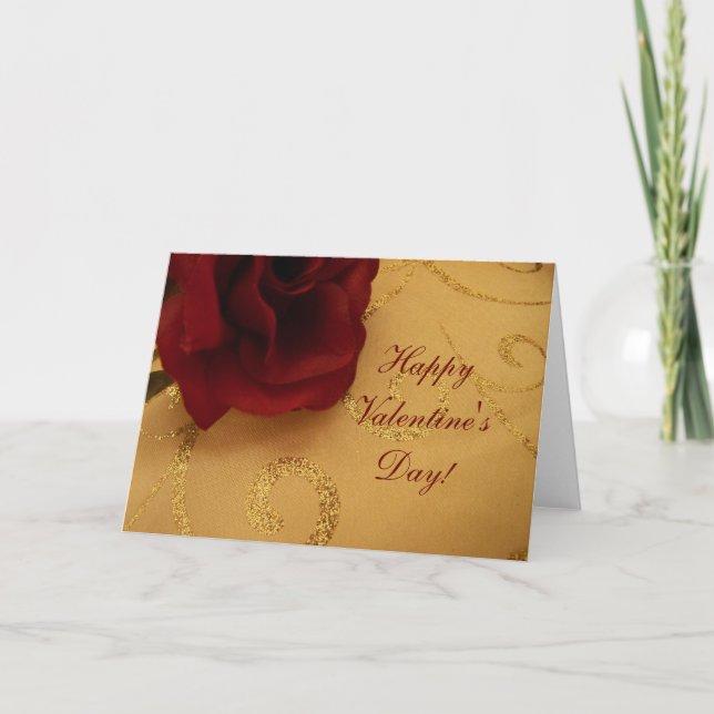 Happy Valentine's Day Red Rose Greeting Card (Front)