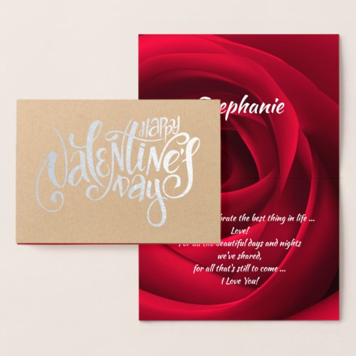 Happy Valentines Day Red Rose Luxury Foil Card