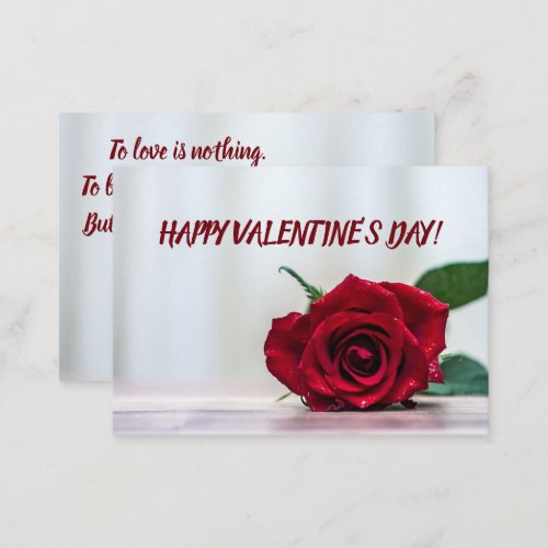 Happy Valentines Day Red Rose Note Card