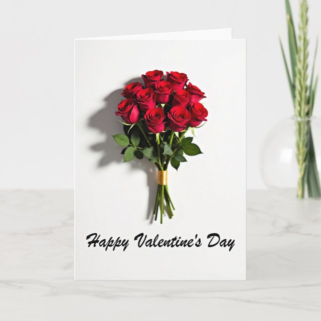 Happy Valentines Day Red Roses Card (Front)