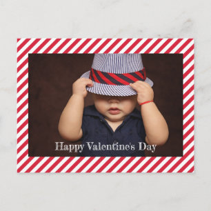 Happy Valentine's Day Red Stripes Photo Postcard