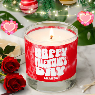 Happy Valentine's Day Red Tie Dye Custom Name Scented Candle
