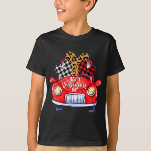 Happy Valentines Day Red Truck Heart Carrying Lov T_Shirt