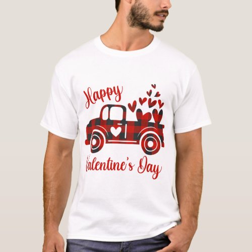 Happy Valentines Day Red Truck Heart Love Hearts  T_Shirt