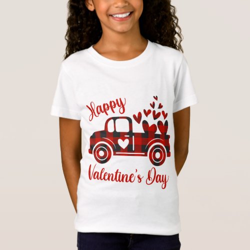 Happy Valentines Day Red Truck Heart Love Hearts  T_Shirt