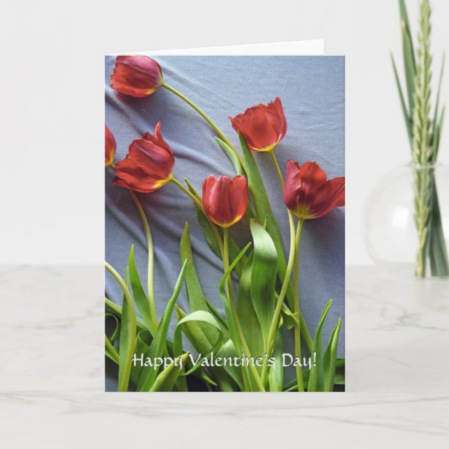 Happy Valentine's Day Red Tulips Greeting Cards (Front)