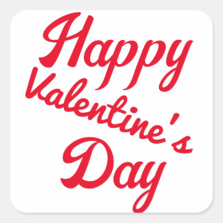 Happy Valentine's Day Red Typography Square Sticker