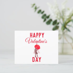 Happy Valentines Day Red umbrella Love couple Postcard