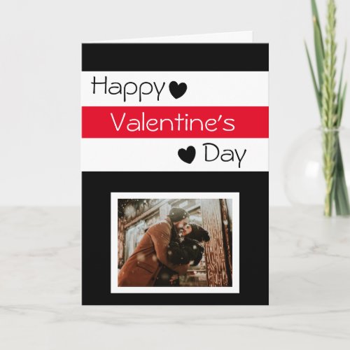 Happy Valentines Day Red White and Black Hearts Card