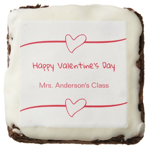 Happy Valentines Day Red White Classroom Treat Brownie