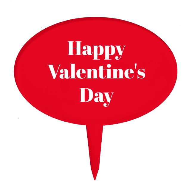 Happy Valentine's day, red white cute Cake Topper (Front)