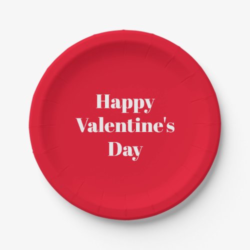Happy Valentines day red white cute Paper Plates