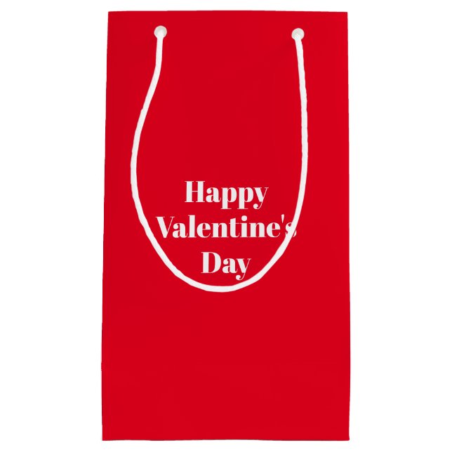 Happy Valentine's day, red white cute Small Gift Bag (Front)