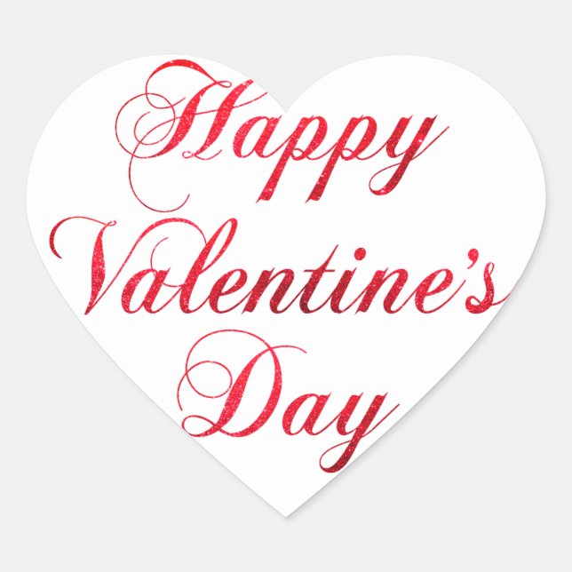 HAPPY VALENTINE's DAY Red White Glitter Heart Heart Sticker (Front)