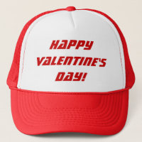 Happy Valentine's Day Red & White Hat