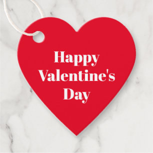 Happy Valentine's Day red white minimalist modern Favor Tags